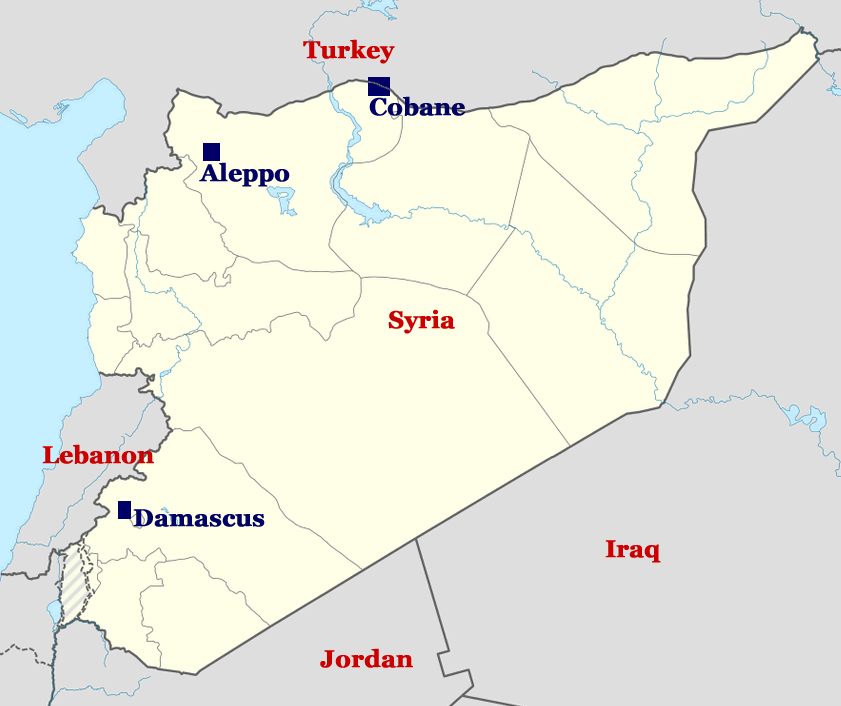 cobane map turkey kurdish syria