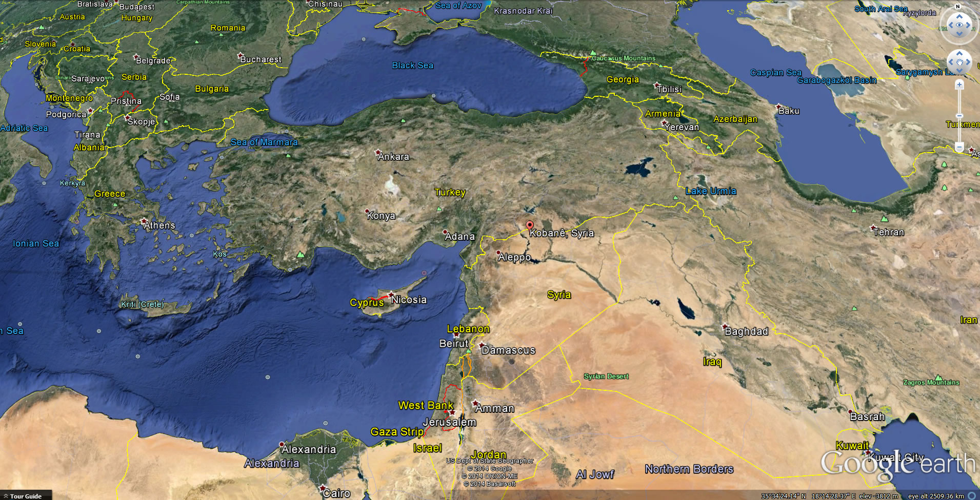 kobani satellite image syria turkey islamic state is