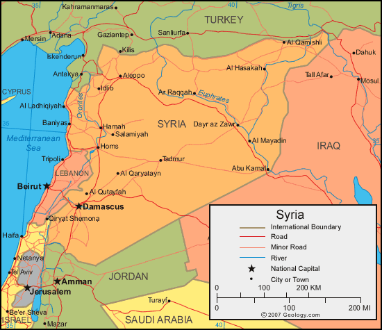 map of syria map
