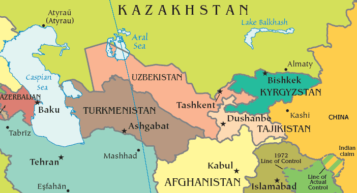 tajikistan asia map