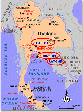 thailand map Chonburi