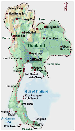 Thailand Major Cities Map