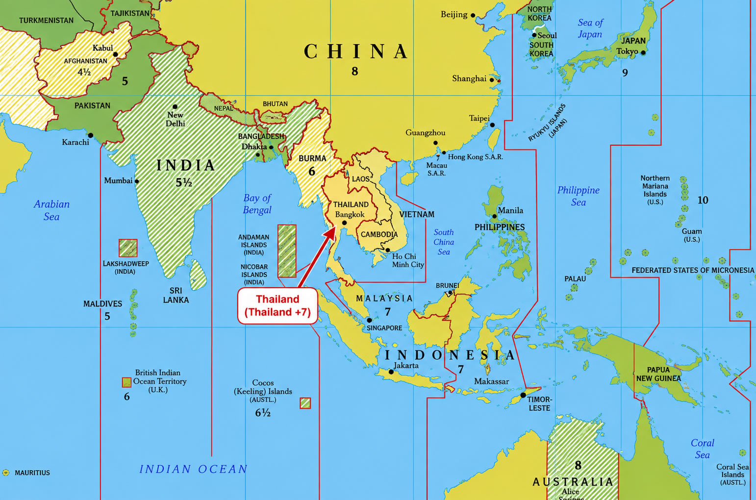 Southeast Asia map with Thailand