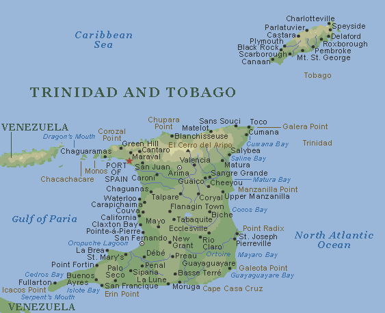 Trinidad And Tobago Map Port of Spain