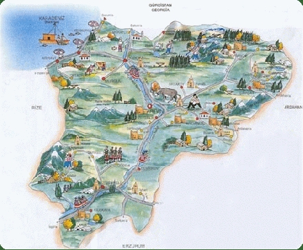 artvin tourism map