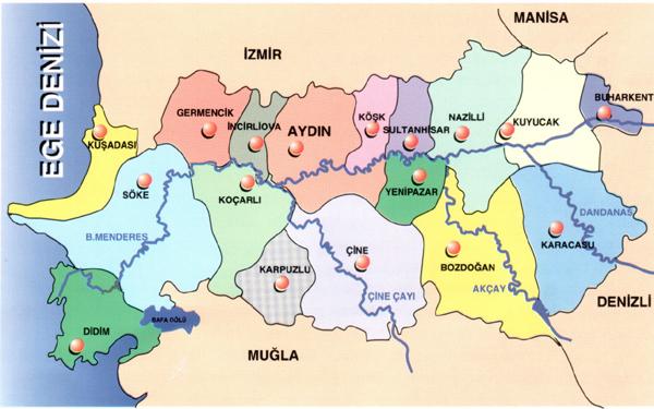 aydin towns map