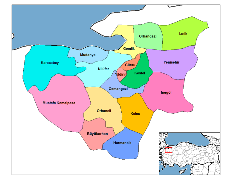 bursa towns map