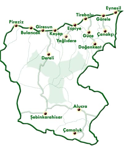 giresun map towns