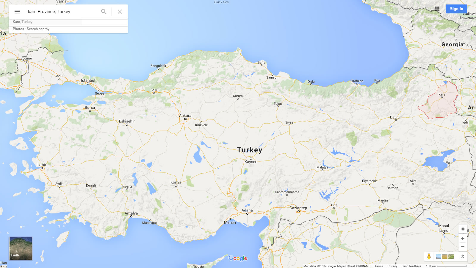 kars map turkey