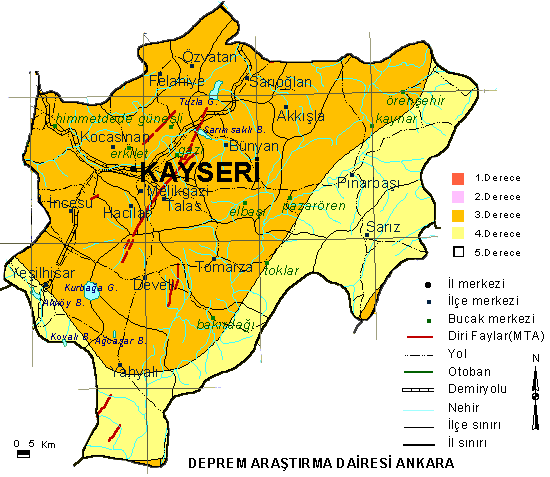 kayseri earthquake map