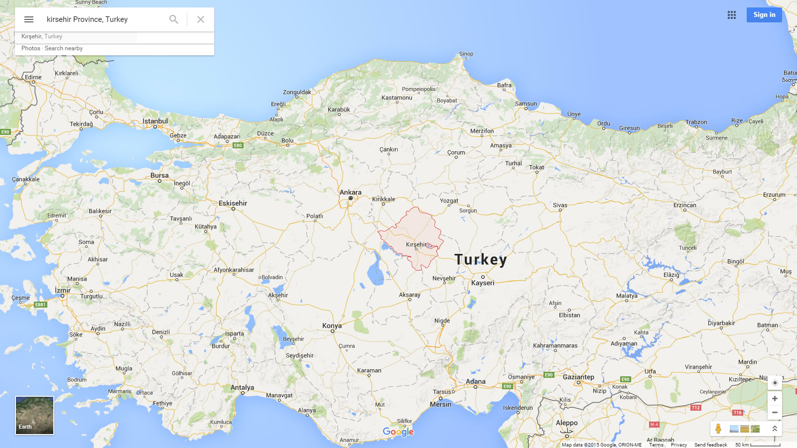 kirsehir map turkey
