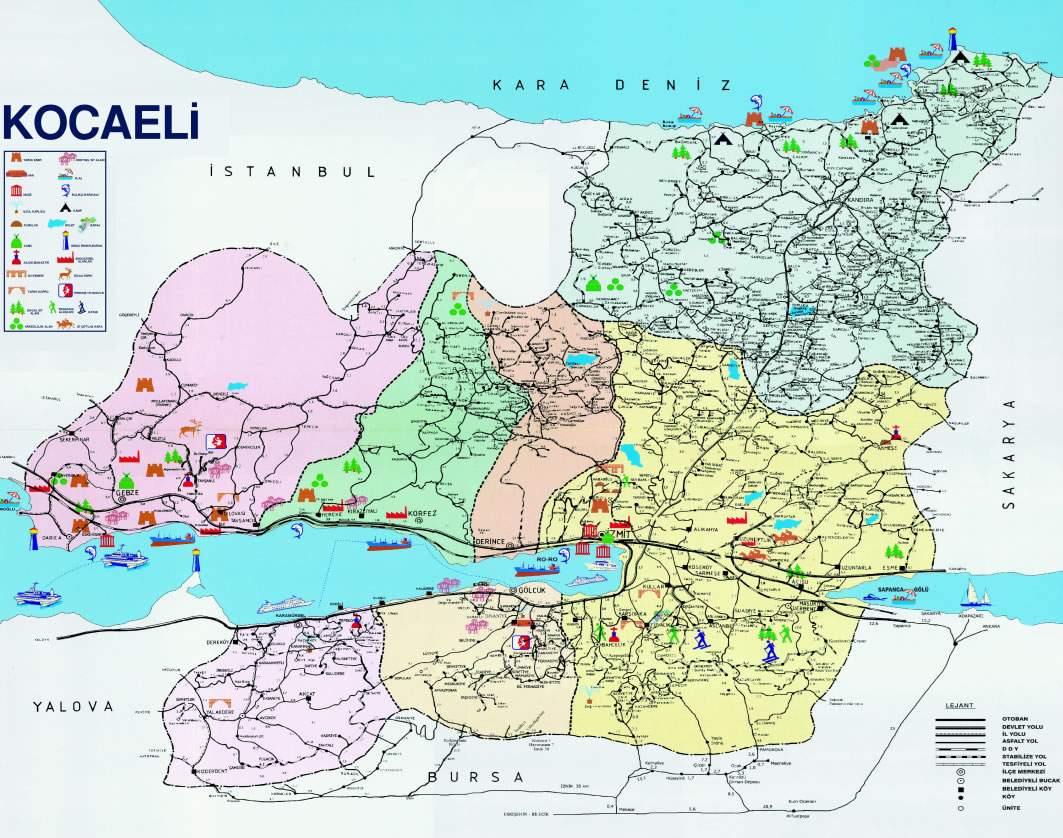 kocaeli tourism map
