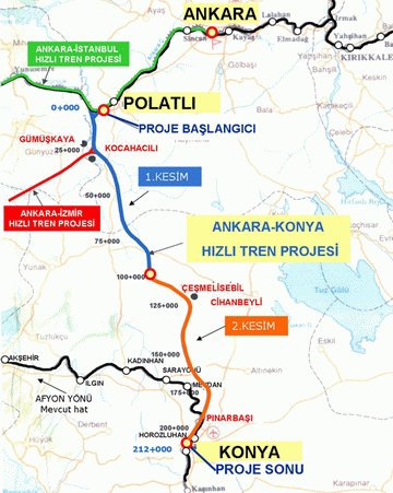 konya ankara high speed train map