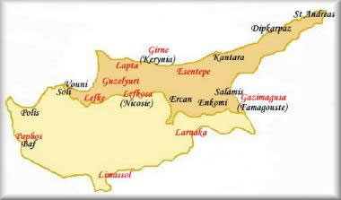 Map of  North Cyprus