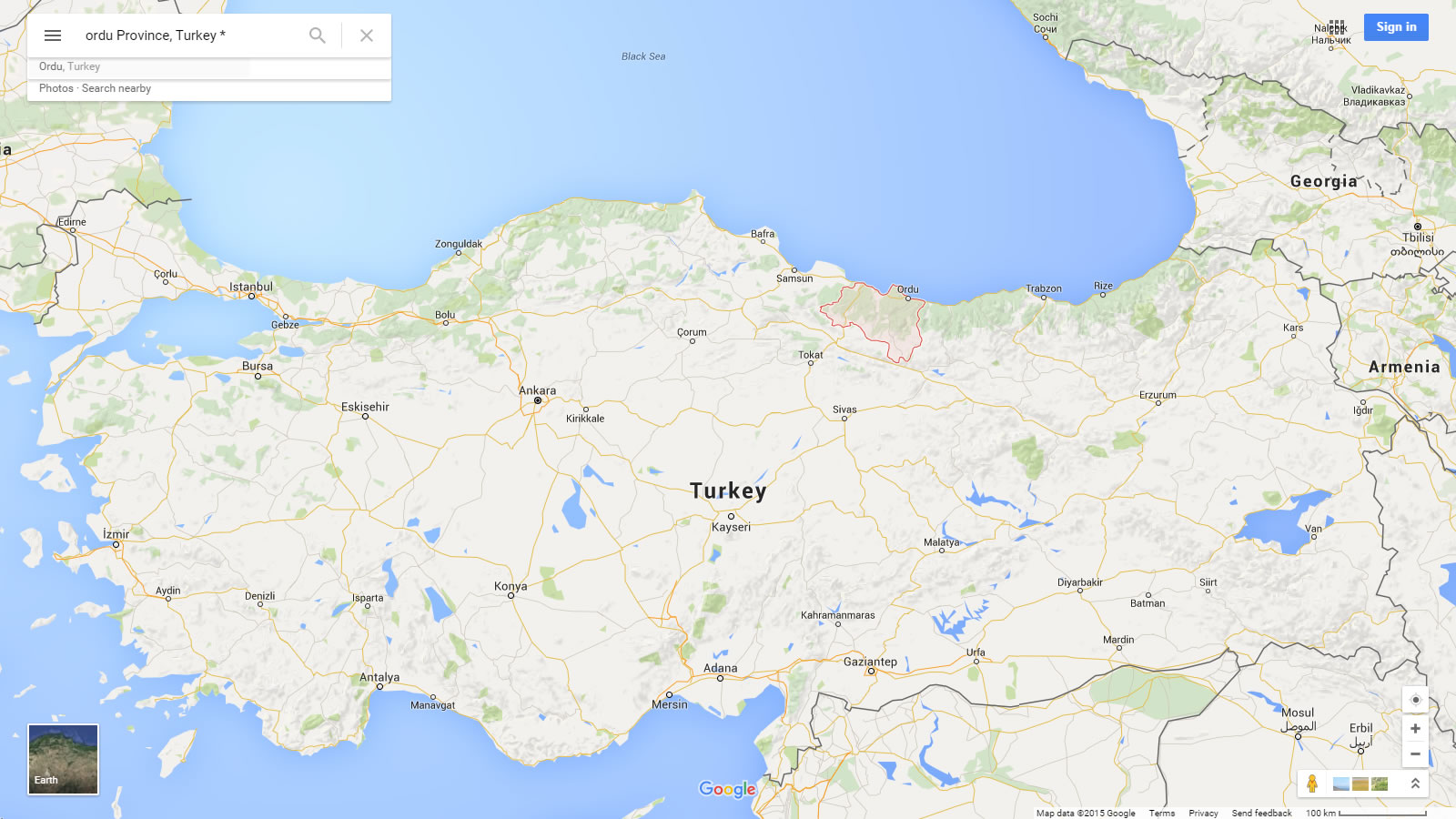 ordu map turkey