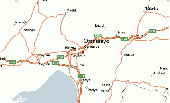 osmaniye main roads map