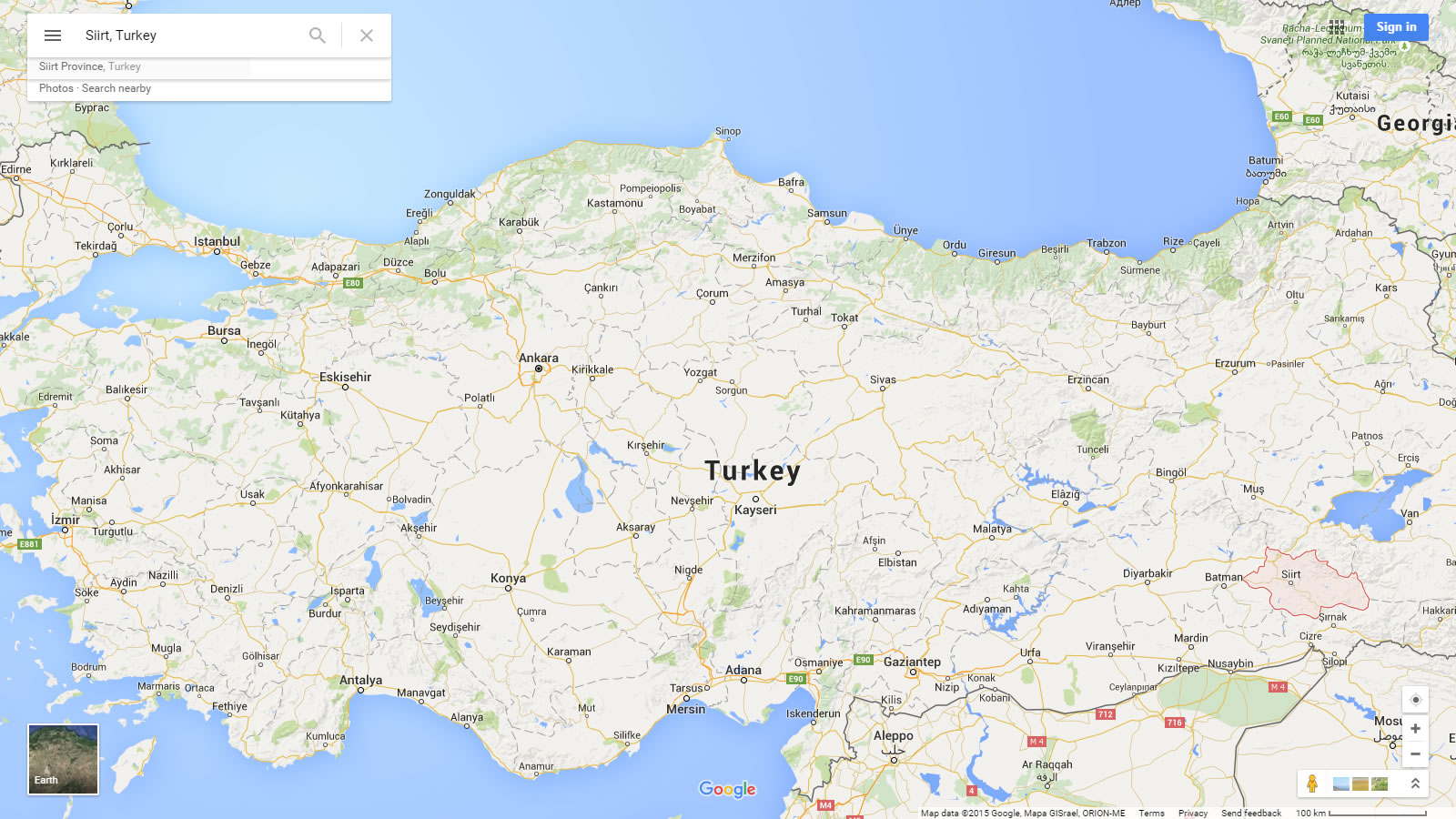 siirt map turkey