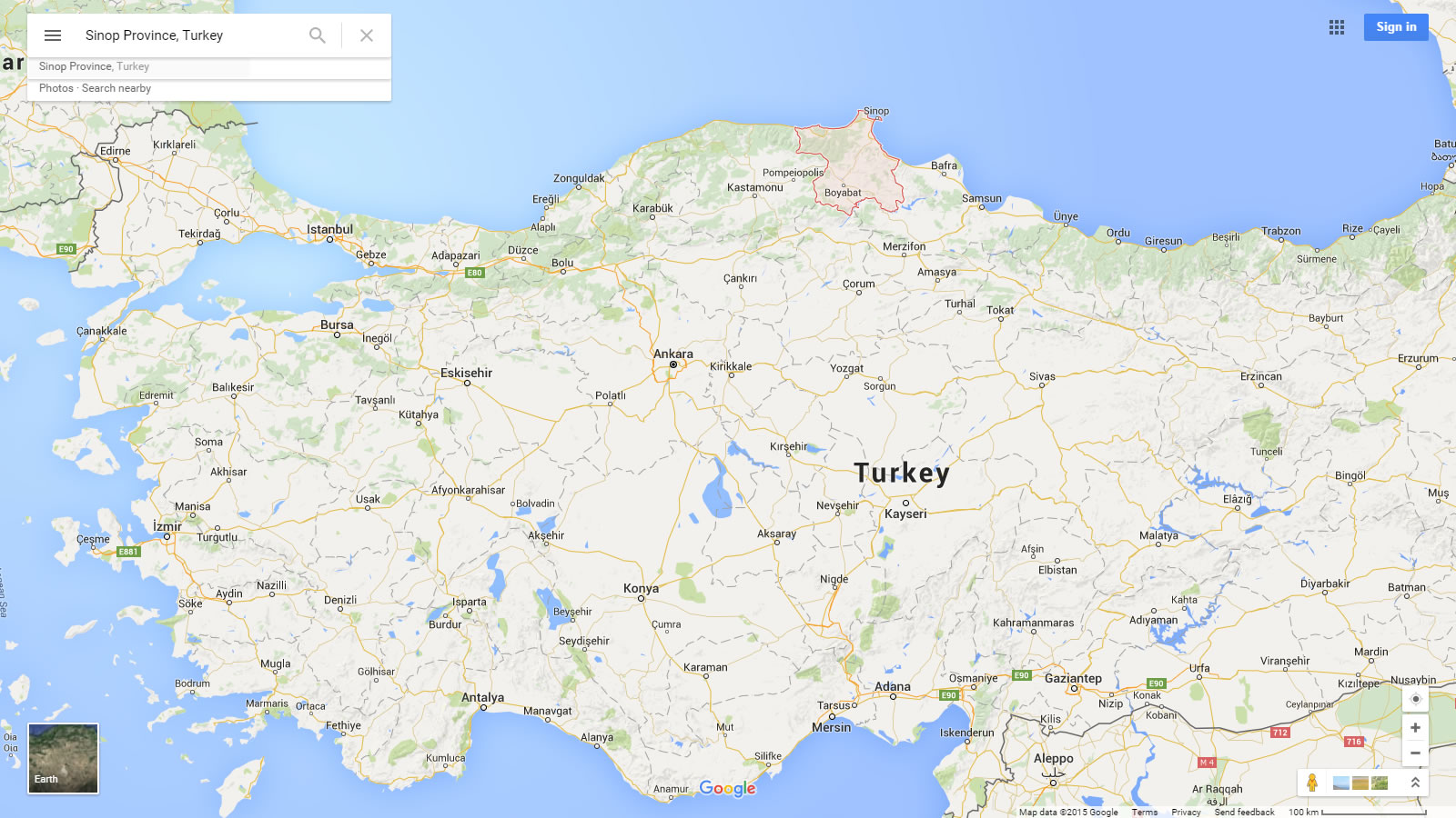 sinop map turkey