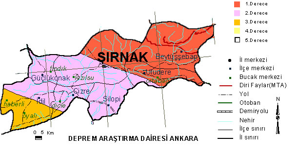 sirnak earthquale map