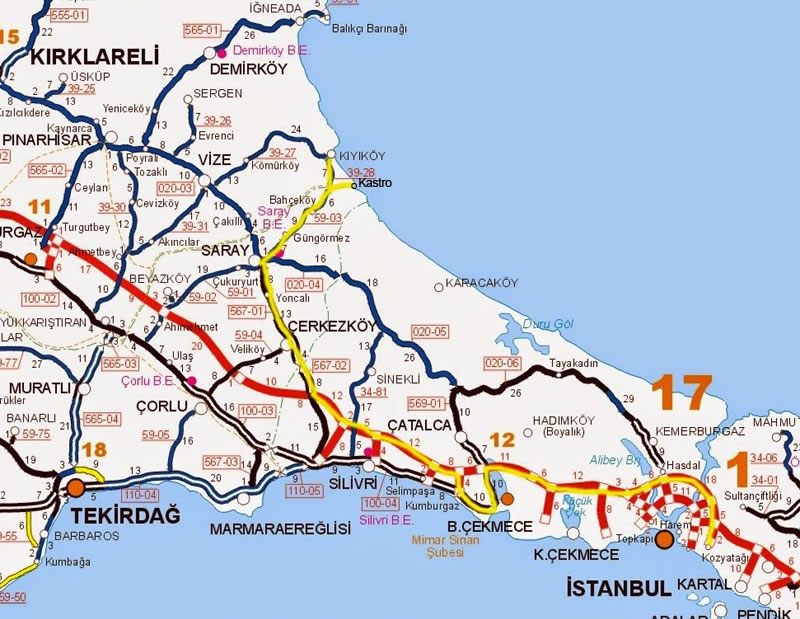 tekirdag istanbul road map