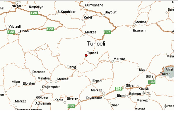 tunceli route map