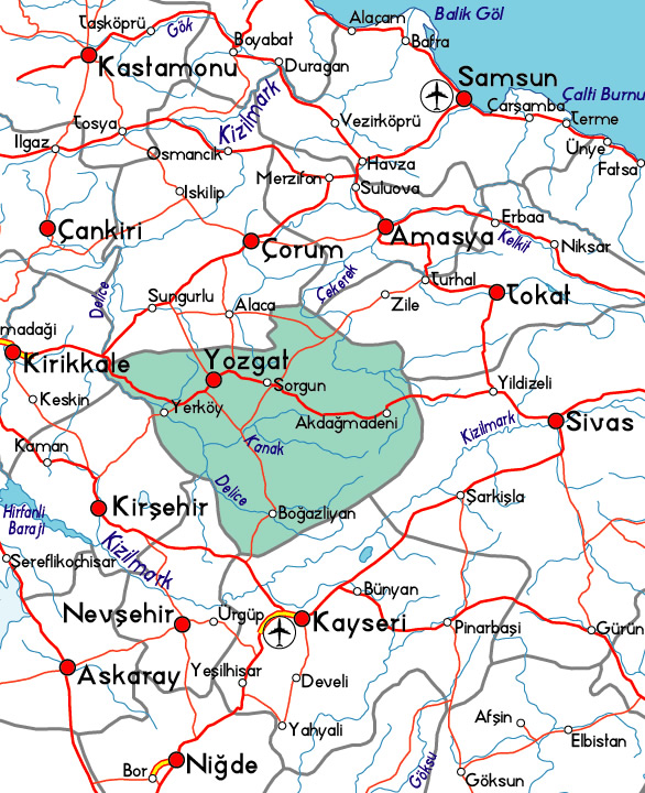 yozgat borders map