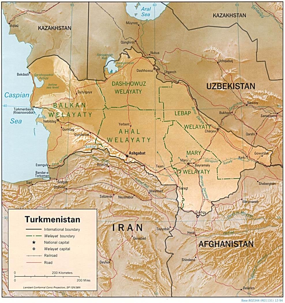 turkmenistan relief map