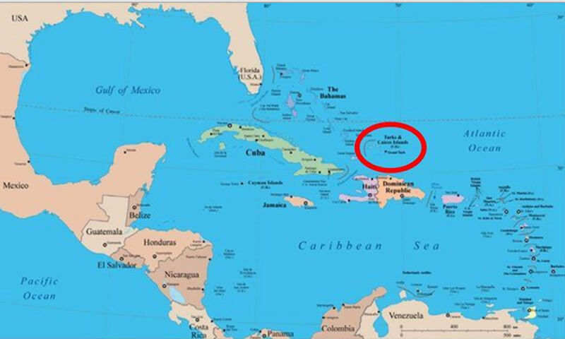 turks and caicos islands map central america