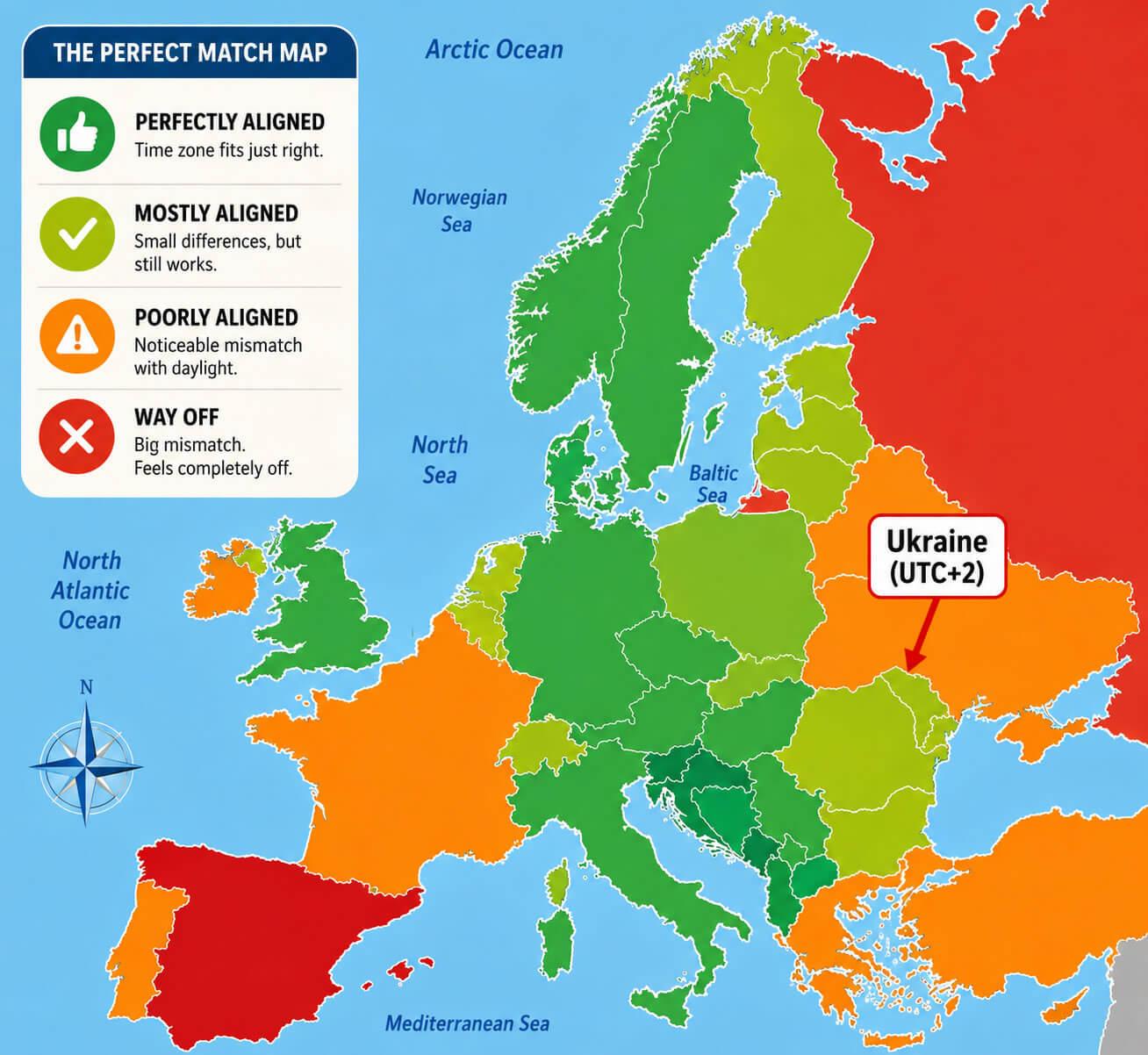 Ukraine Eastern Europe time zone map