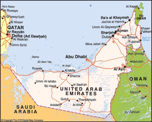 uae map Abu Dhabi