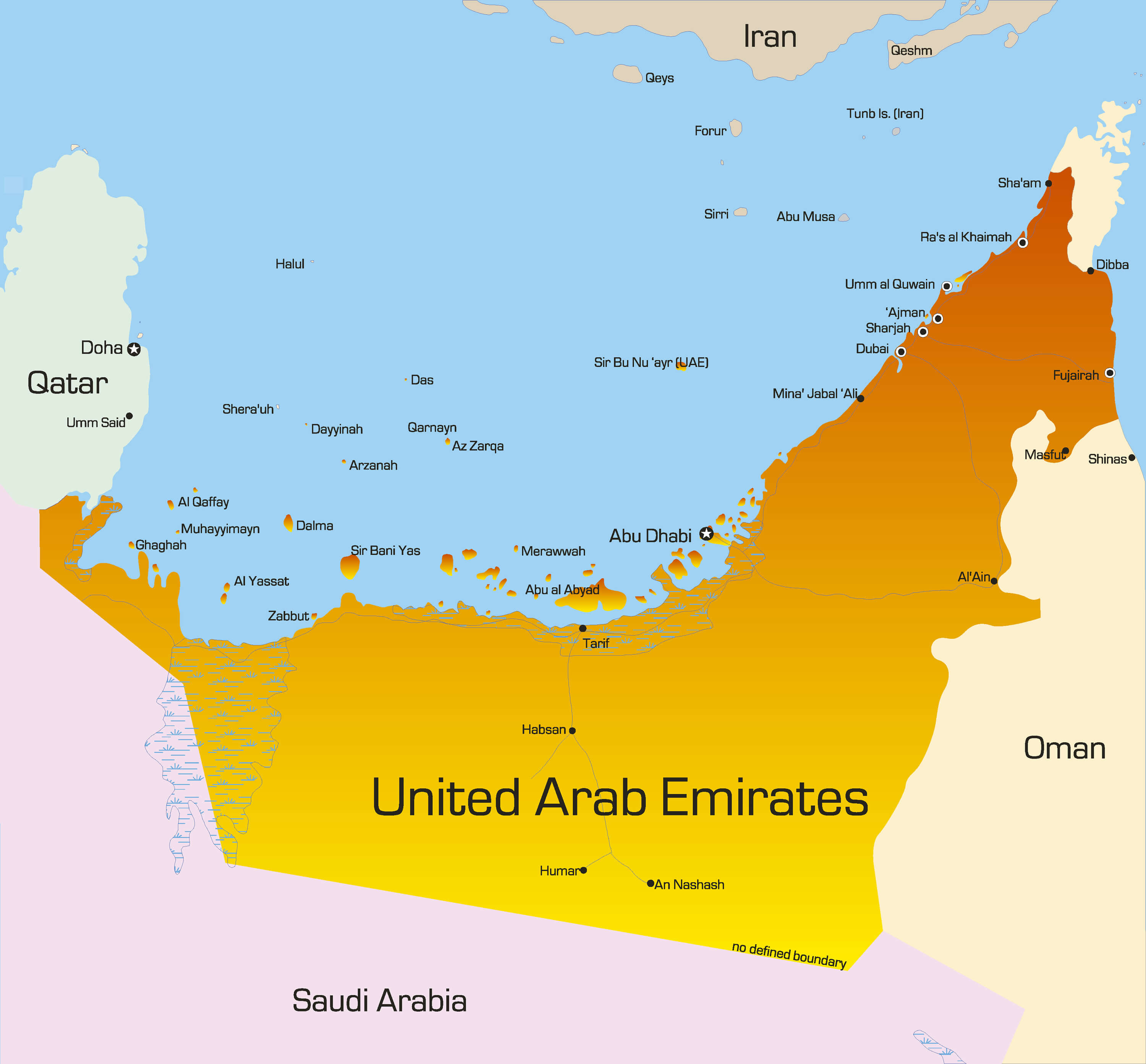 Detailed Clear Large Road Map Of United Arab Emirates