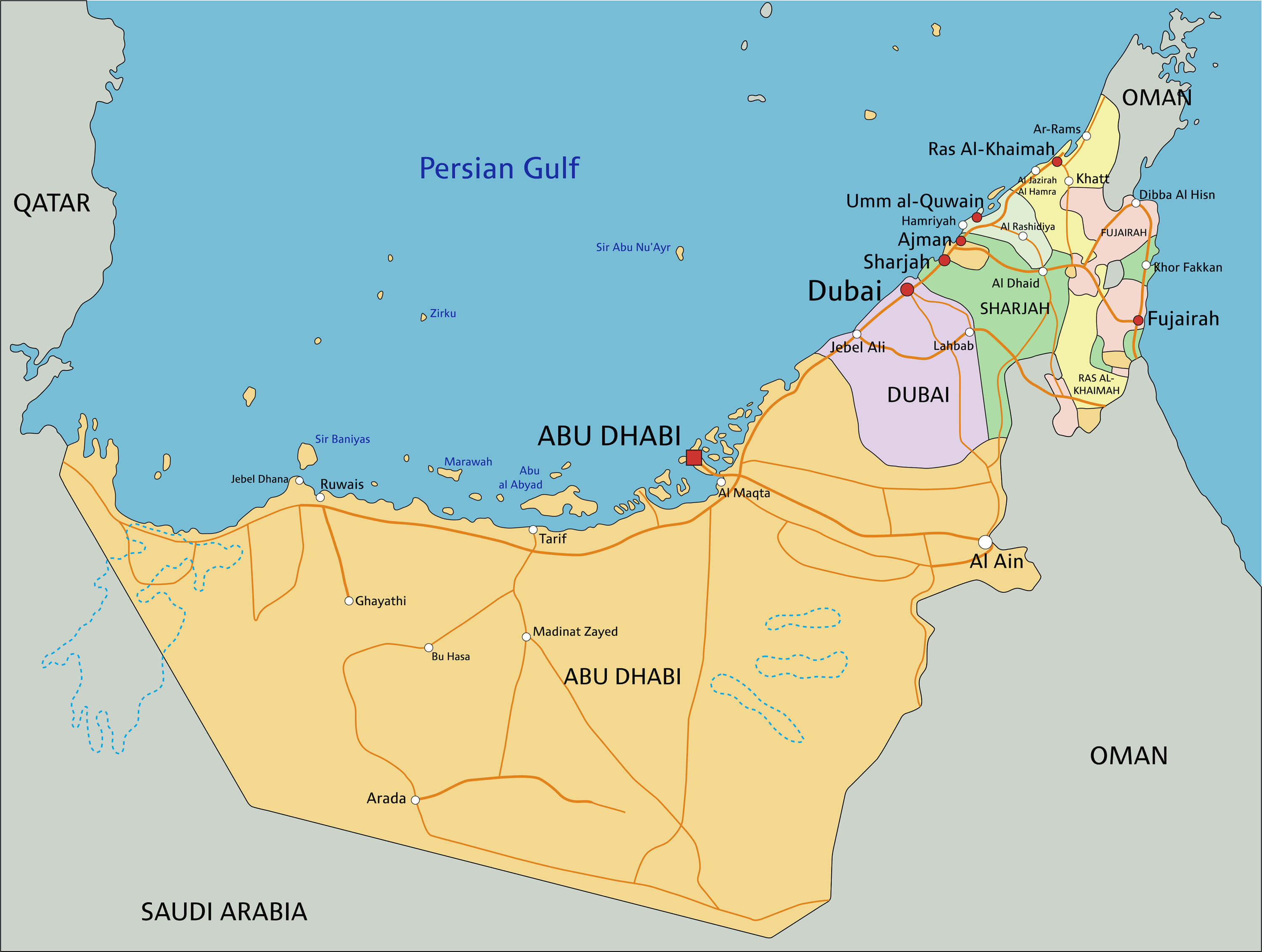 United Arab Emirates Regions Map