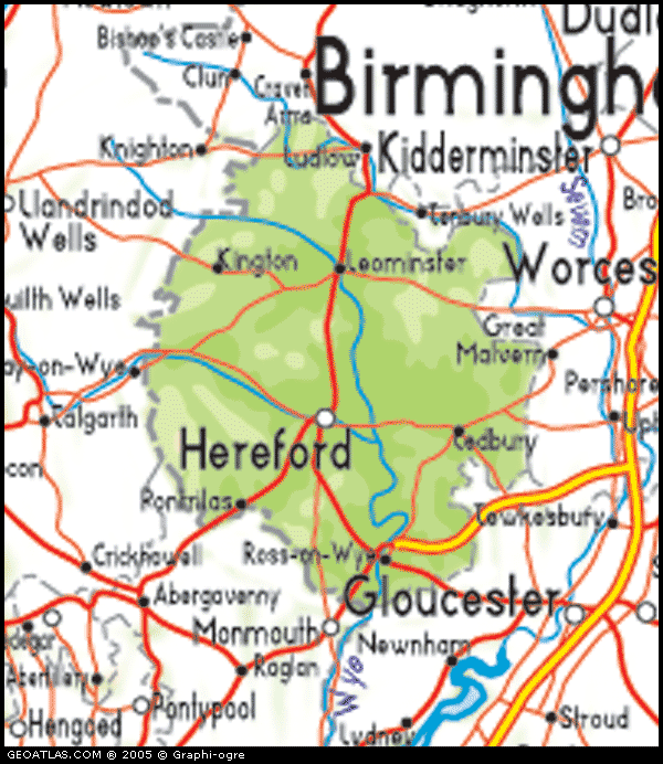 map of herefordshire