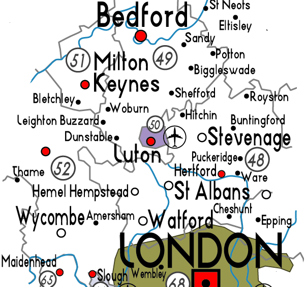 Luton provinces map