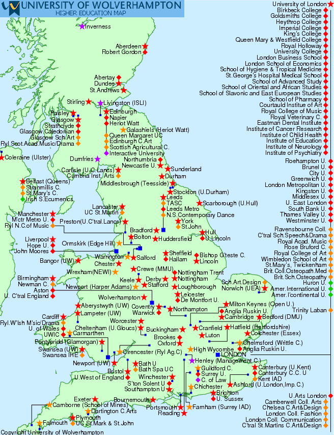 uk universities map