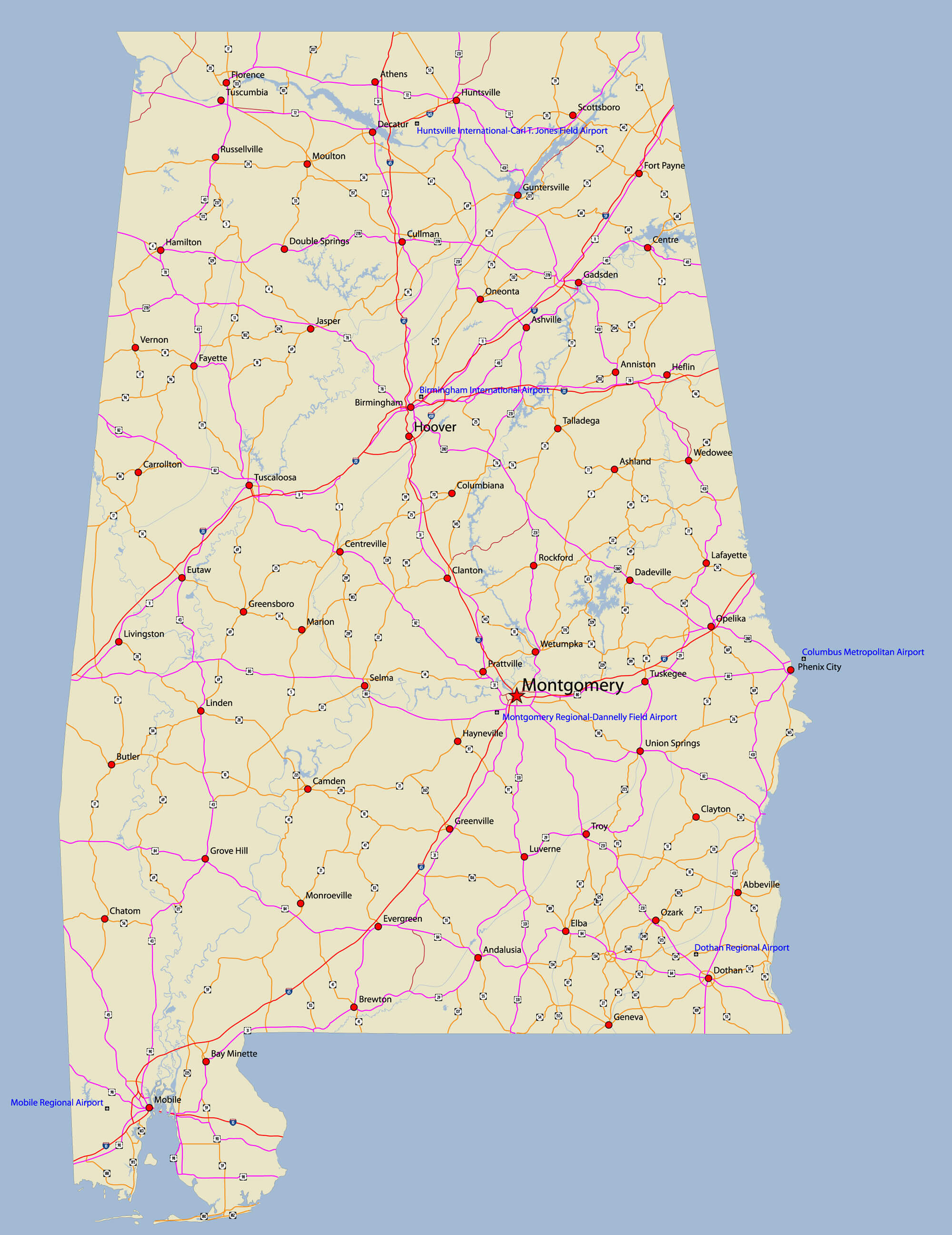 Alabama transportation map