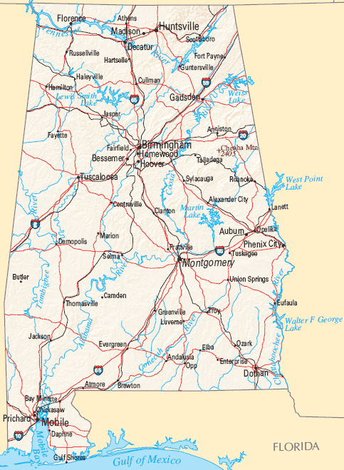 Rail Map of Alabama