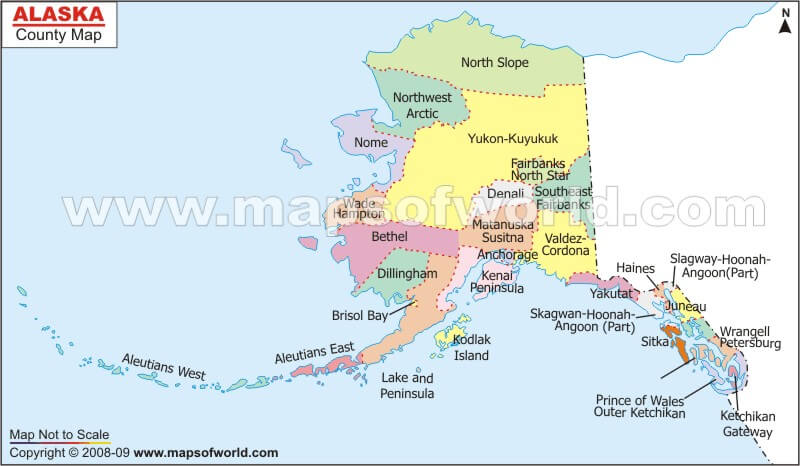 Alaska County Map US