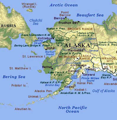 Alaska Physical Map USA