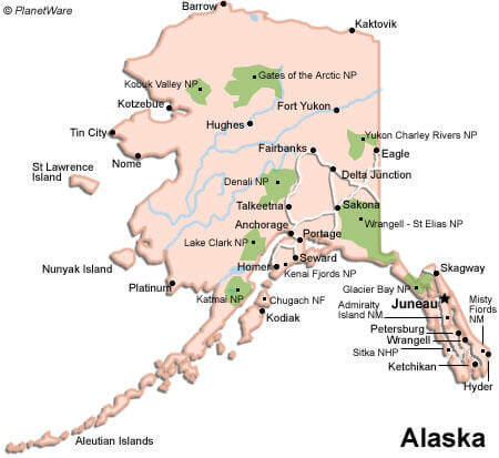 Map of Alaska USA