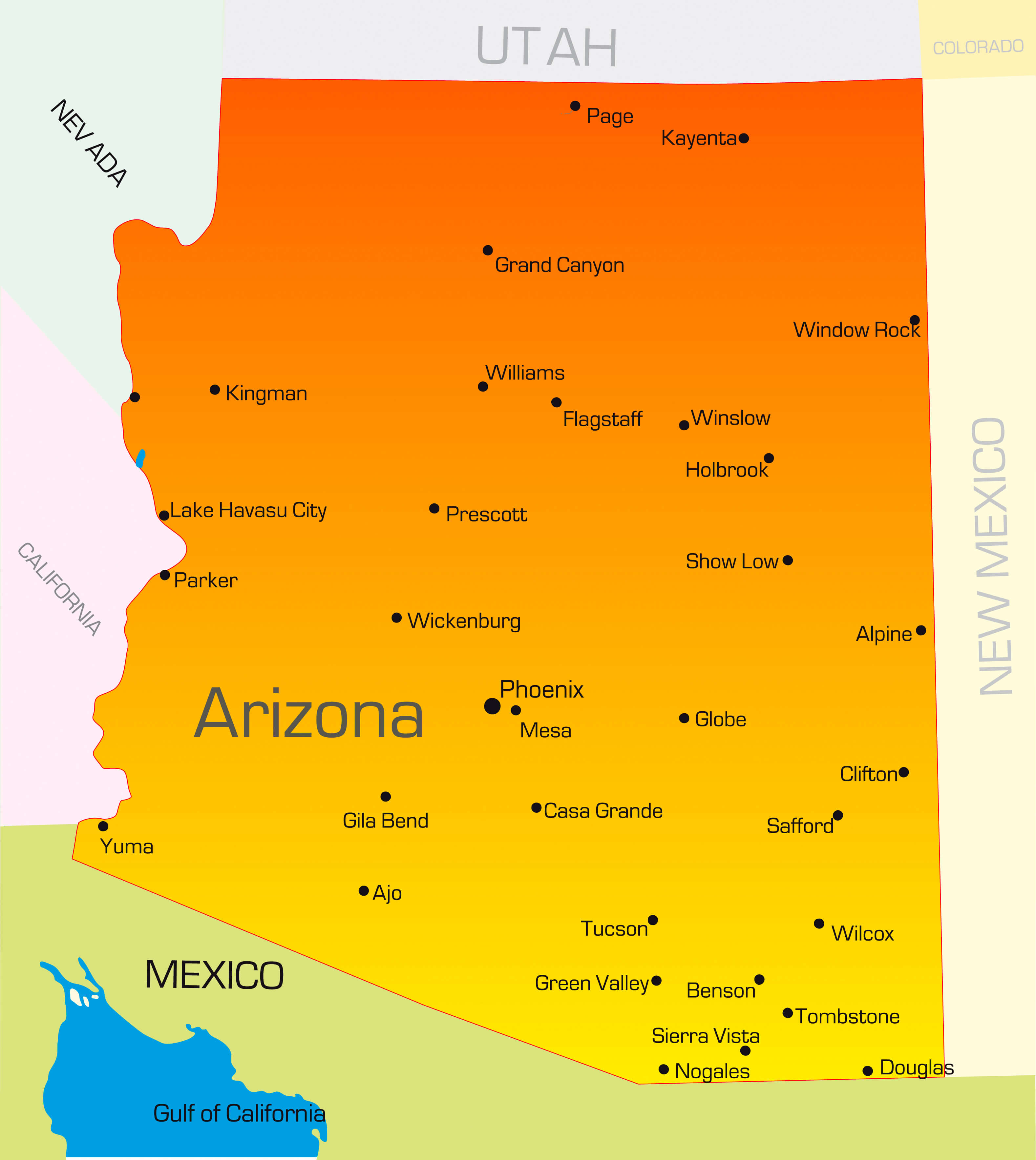 Vector color map of Arizona