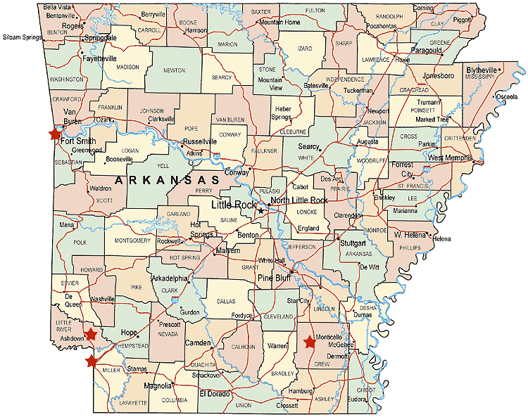 Arkansas County Map USA