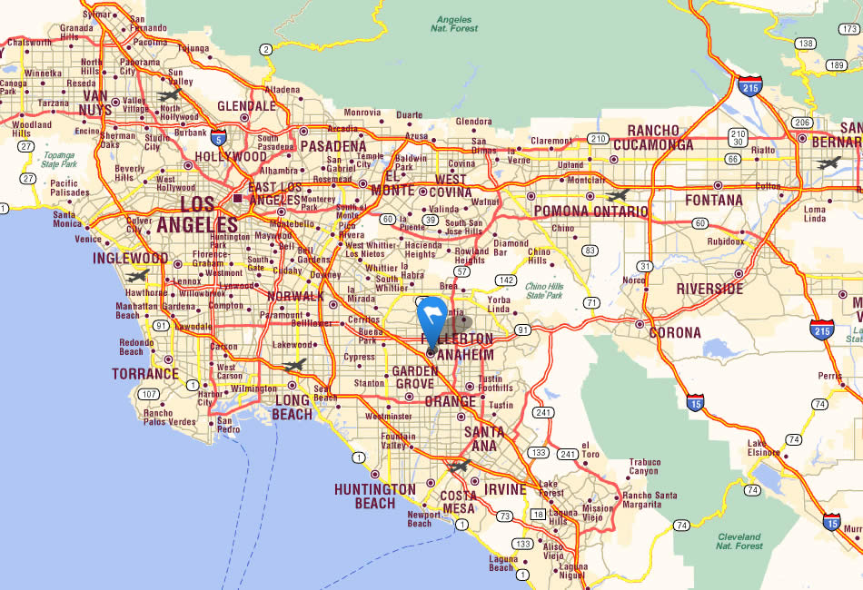 California map with cities and towns California map with cities and towns