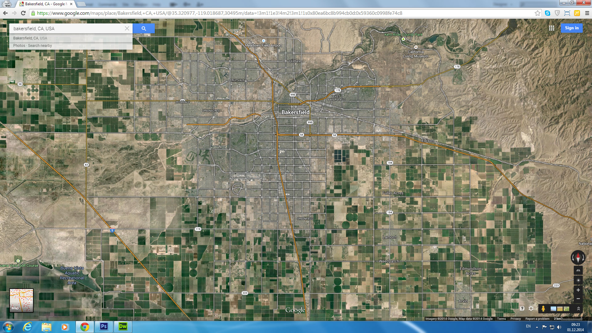 bakersfield map california us satellite