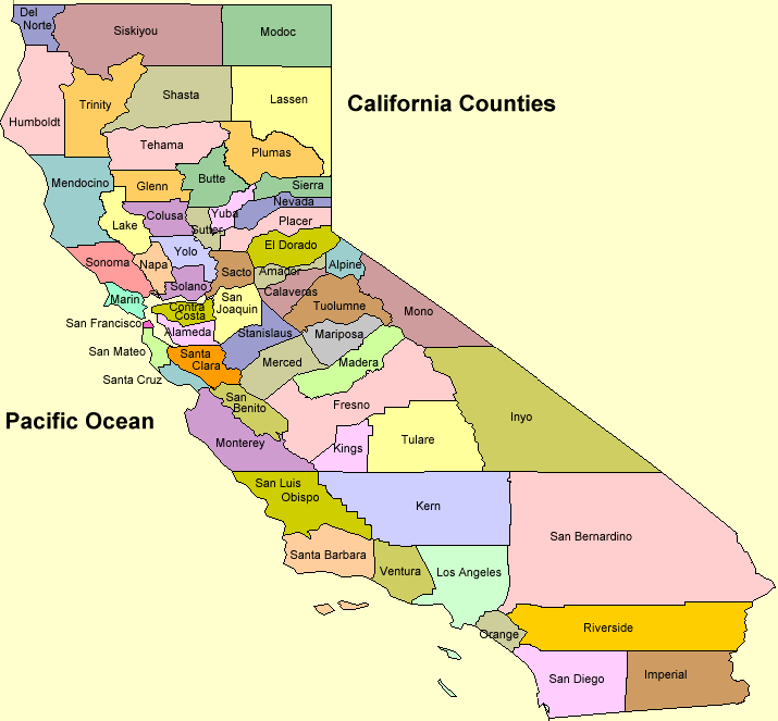 California Counties Map