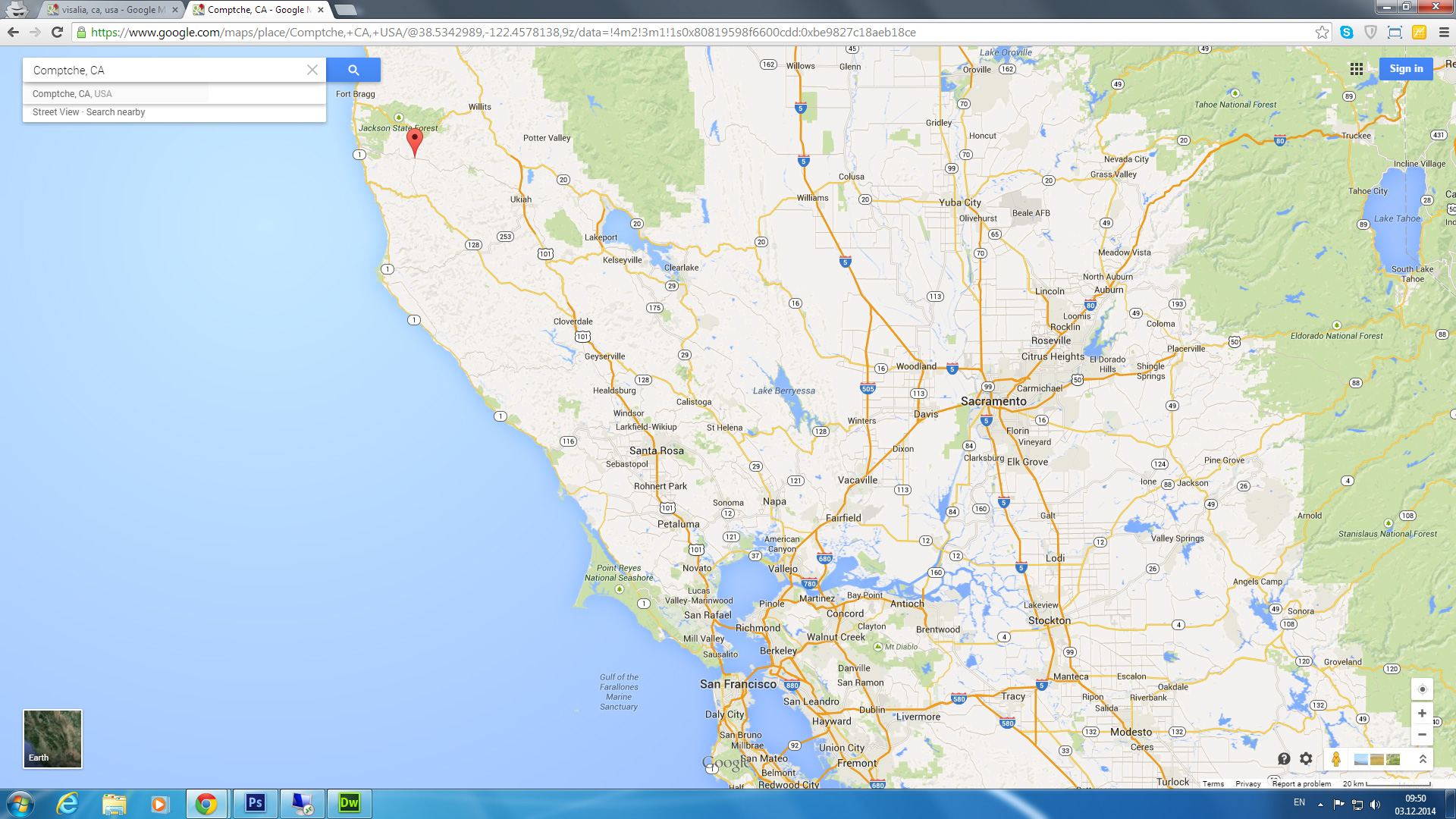 comptche map california us