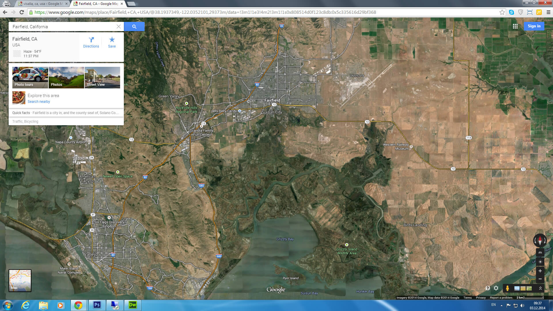 fairfield map california us satellite