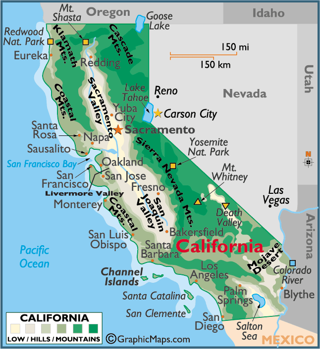geographic map of california