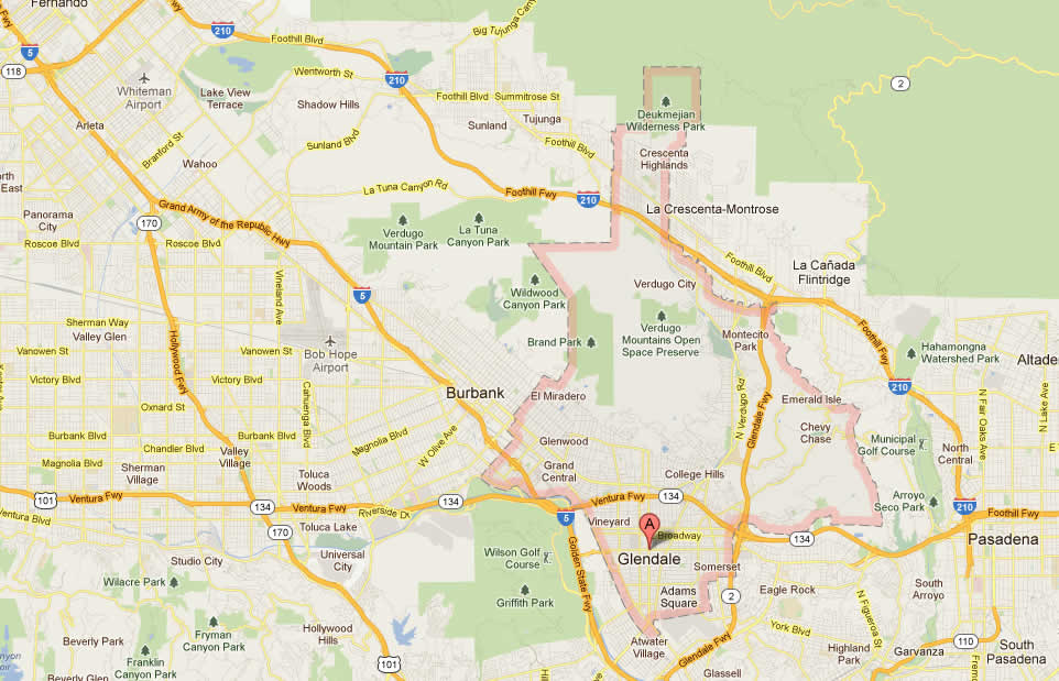 map of glendale