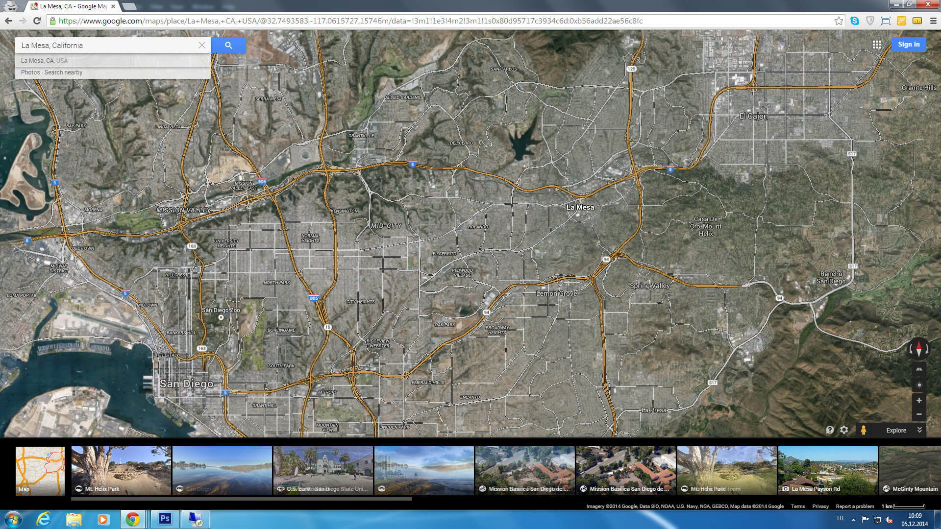 la mesa map california us satellite